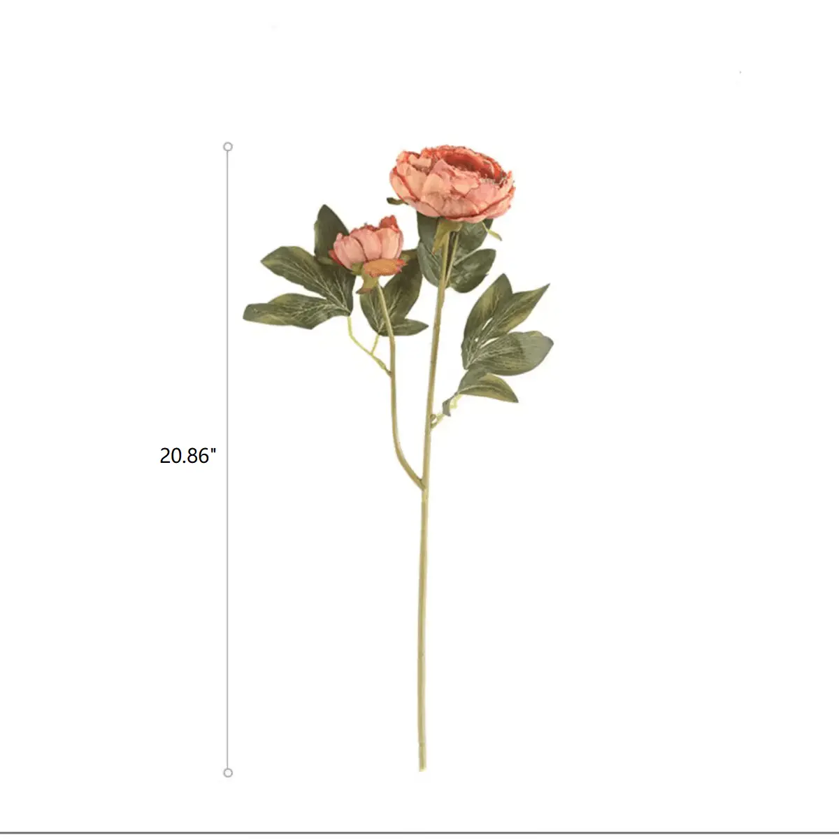 Artificial Sophia 2-Head Peony Stem 20.8" Tall by RusticReach