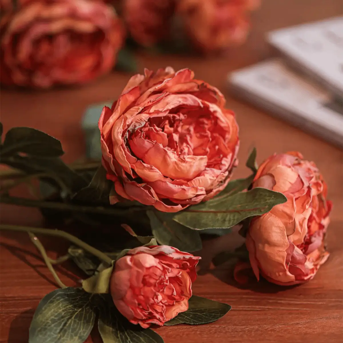 Artificial Sophia 2-Head Peony Stem 20.8" Tall by RusticReach