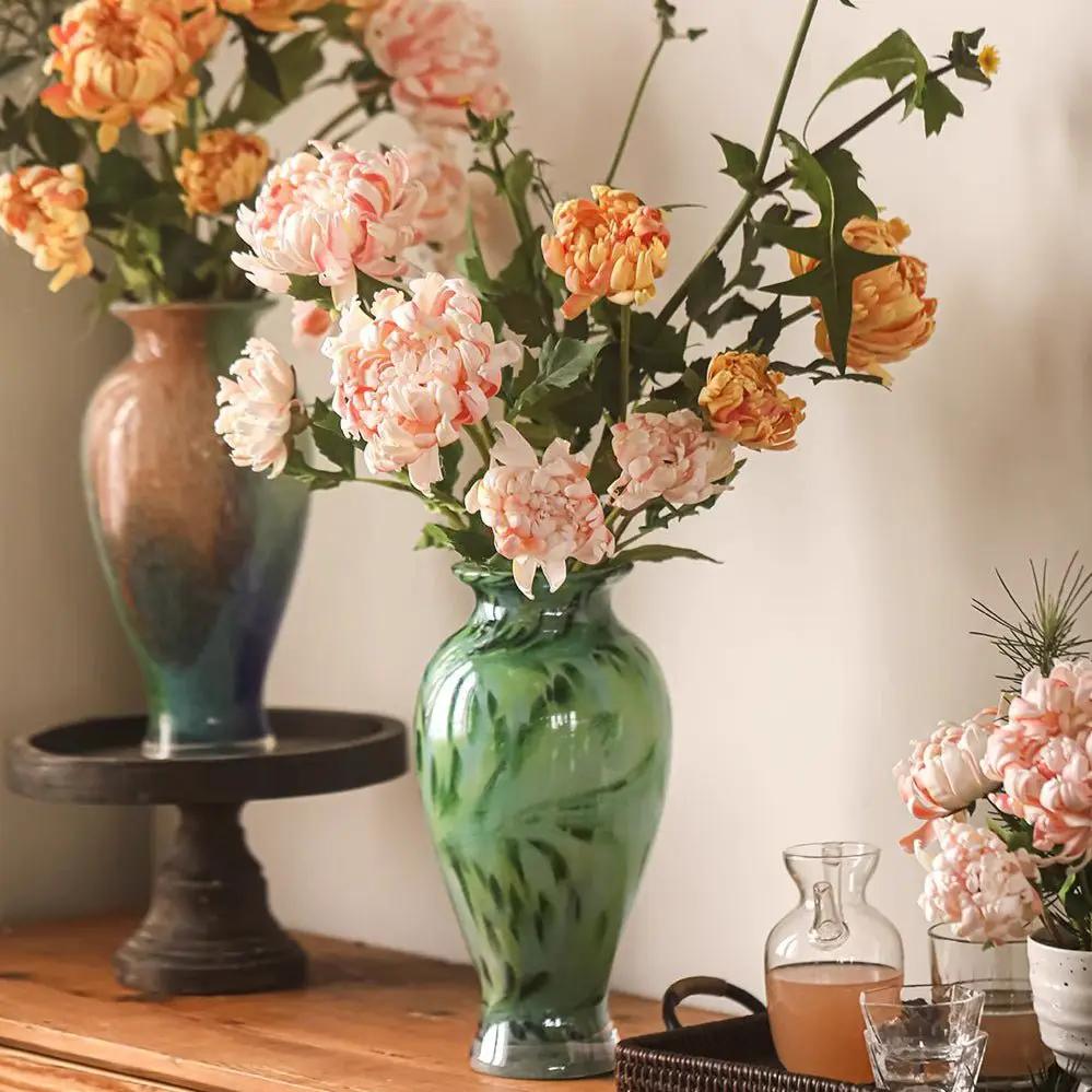 Three-Head Seattle Dahlia Flower Stem 30.7" Tall by RusticReach
