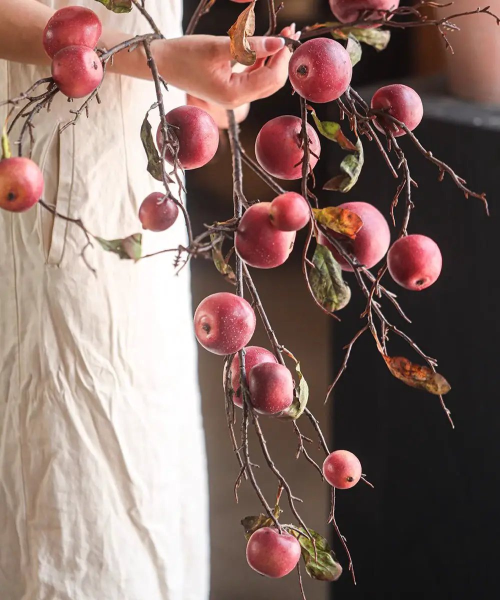 Faux Red Apple Branch Stem 36" Tall by RusticReach