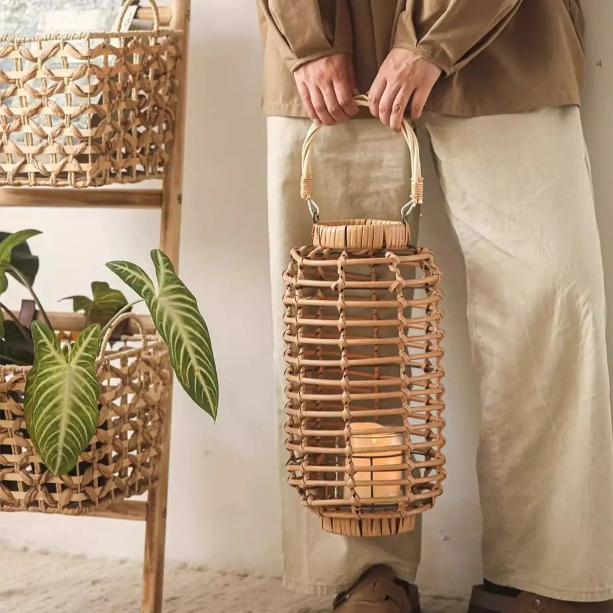 Decorative Bamboo Woven Lantern Holder by RusticReach