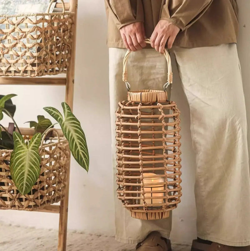 Decorative Bamboo Woven Lantern Holder by RusticReach
