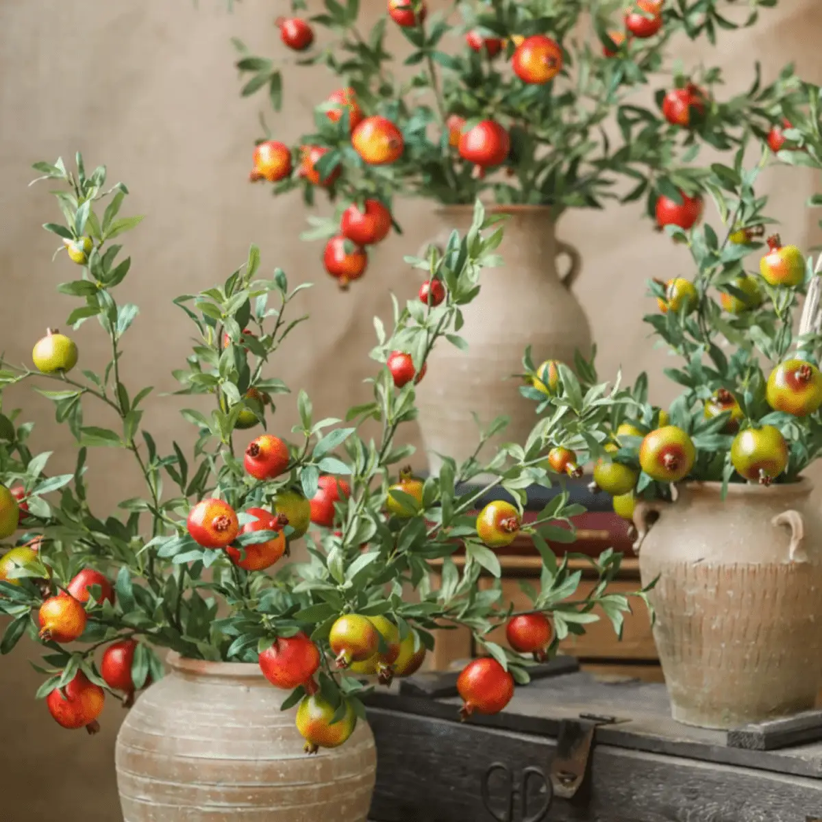Big Fruit Faux Pomegranate Stem 32" Tall by RusticReach