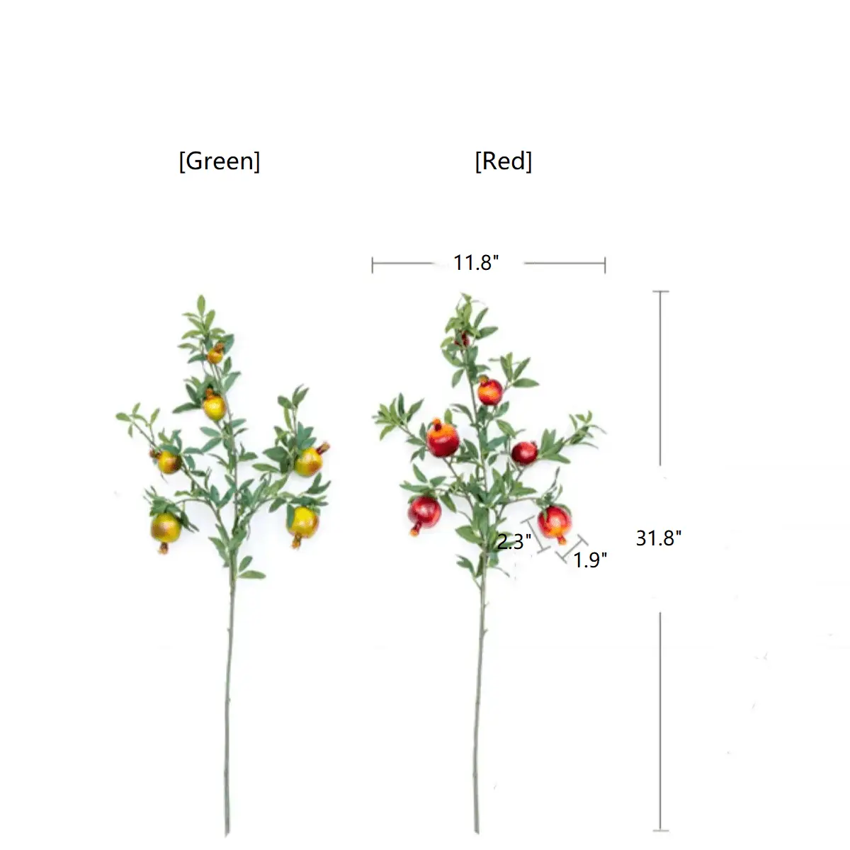 Big Fruit Faux Pomegranate Stem 32" Tall by RusticReach
