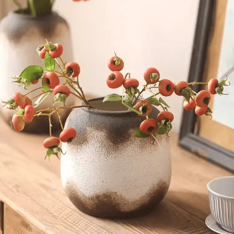 Watertight Brown Imprint Ceramic Vase by RusticReach