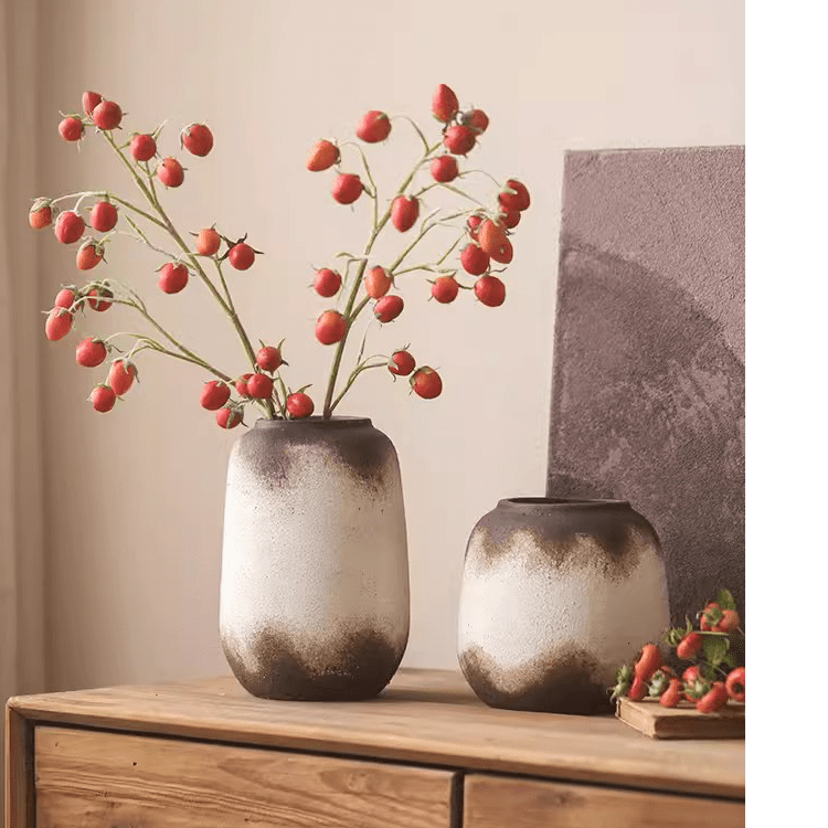 Watertight Brown Imprint Ceramic Vase by RusticReach