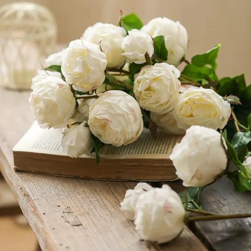 White Cabbage Rose Stem 20.8" Tall by RusticReach