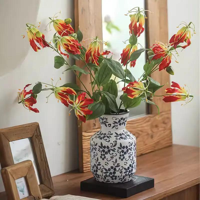 Faux Fire Lily Stem 31.9" Tall by RusticReach