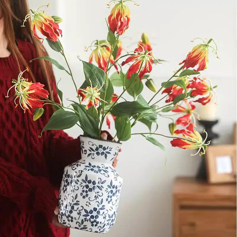 Faux Fire Lily Stem 31.9" Tall by RusticReach