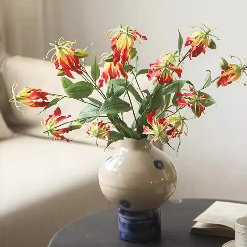 Faux Fire Lily Stem 31.9" Tall by RusticReach