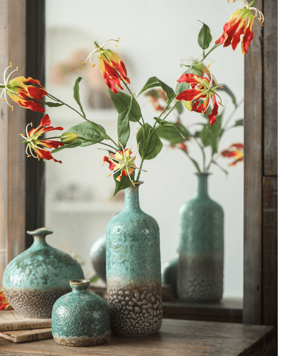 Faux Fire Lily Stem 31.9" Tall by RusticReach