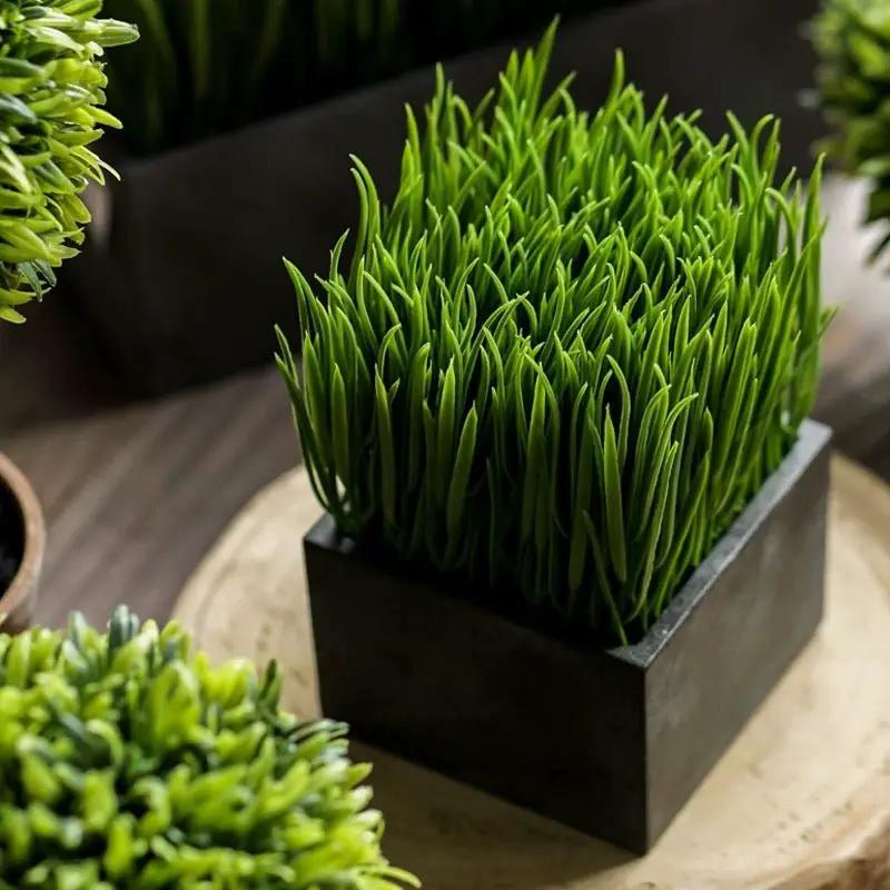 Faux Grass in Black Pot by RusticReach