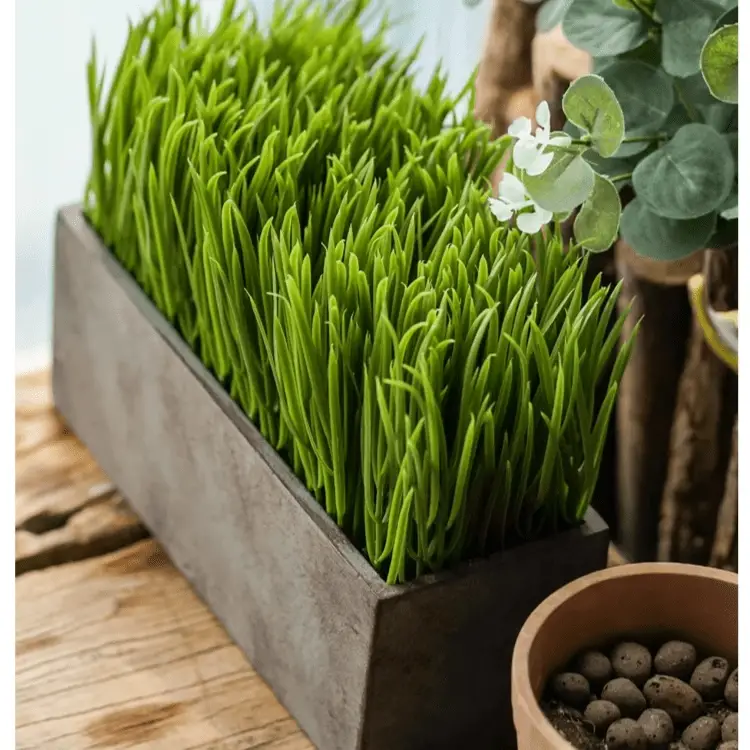 Faux Grass in Black Pot by RusticReach