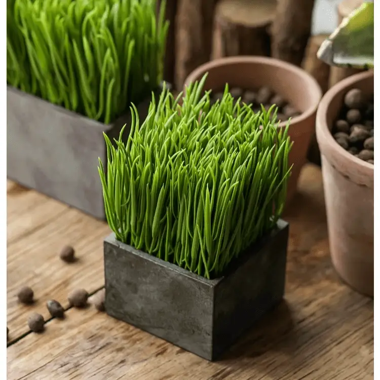 Faux Grass in Black Pot by RusticReach