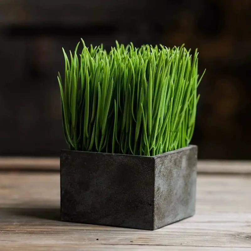 Faux Grass in Black Pot by RusticReach