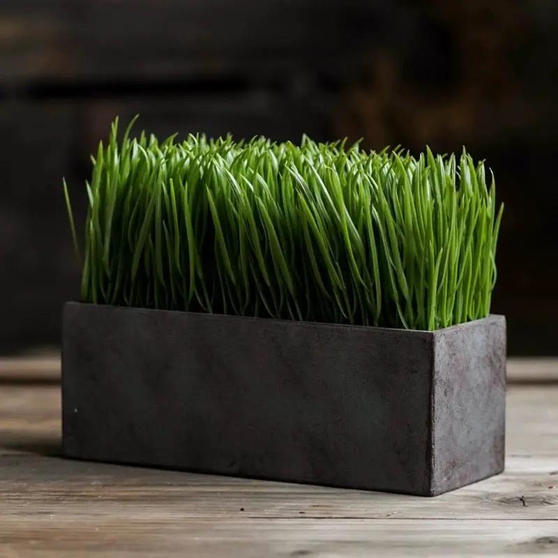 Faux Grass in Black Pot by RusticReach