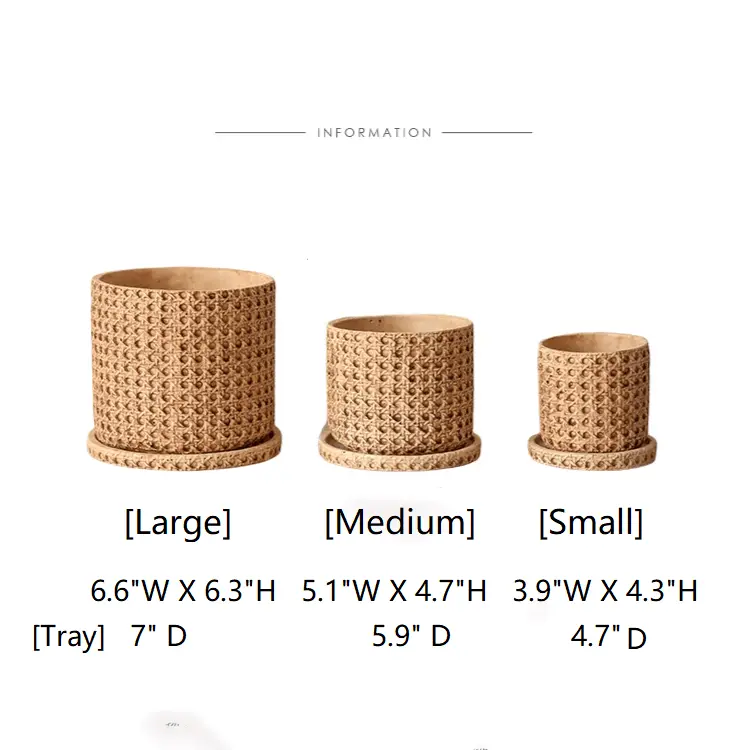 Faux Woven Grid Cement Pot by RusticReach