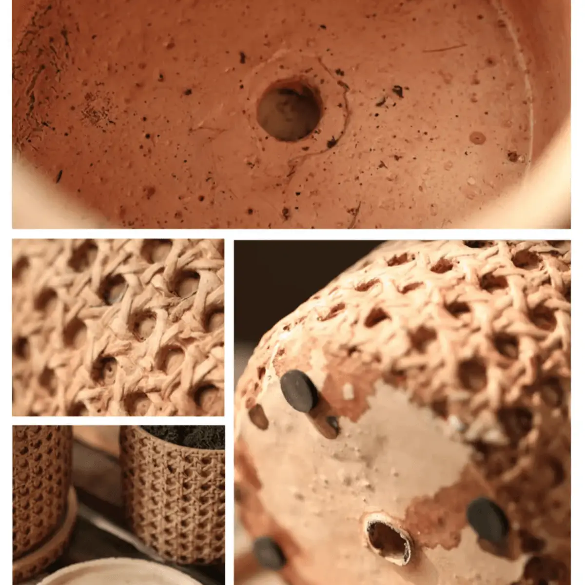 Faux Woven Grid Cement Pot by RusticReach