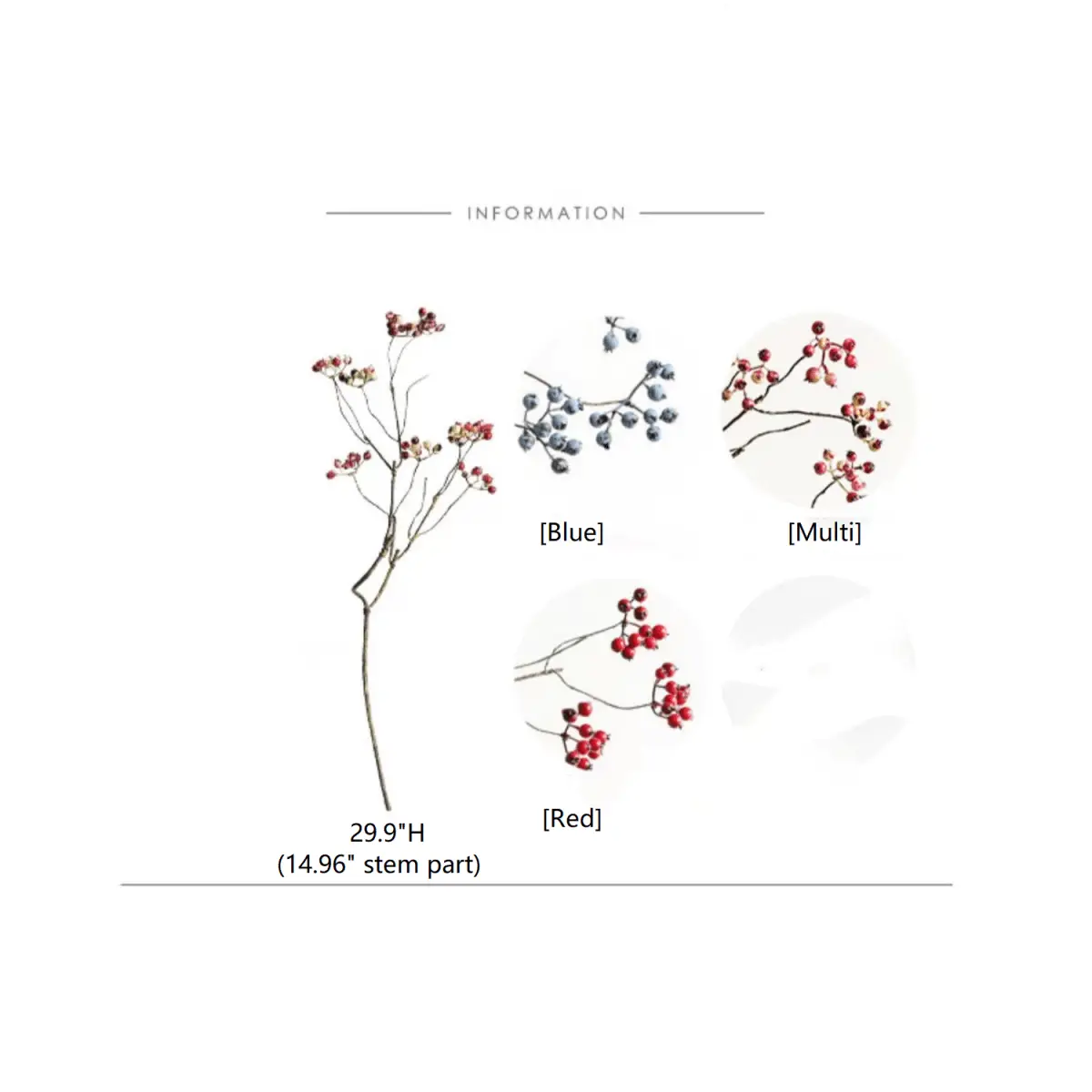 Mini Fruit Berry Stem 30" Tall by RusticReach