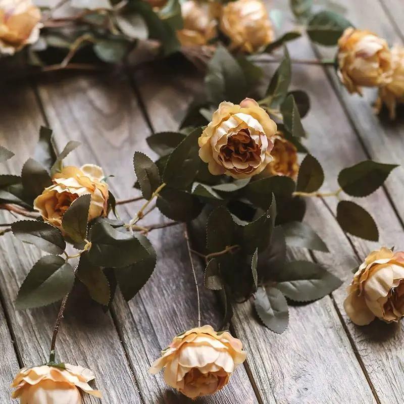 Artificial Small Peony Flower Vine 65" Long by RusticReach