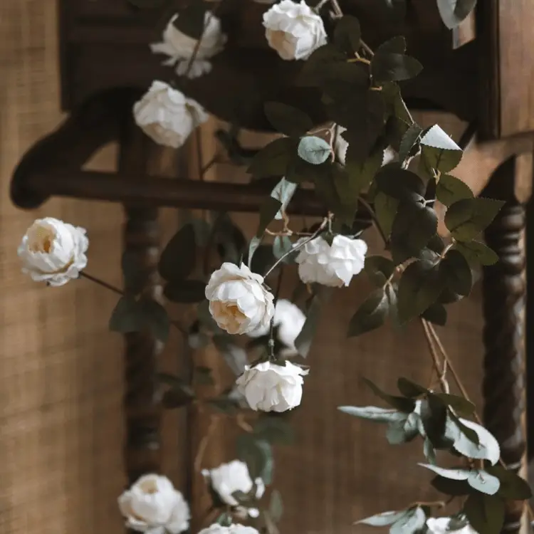 Artificial Small Peony Flower Vine 65" Long by RusticReach