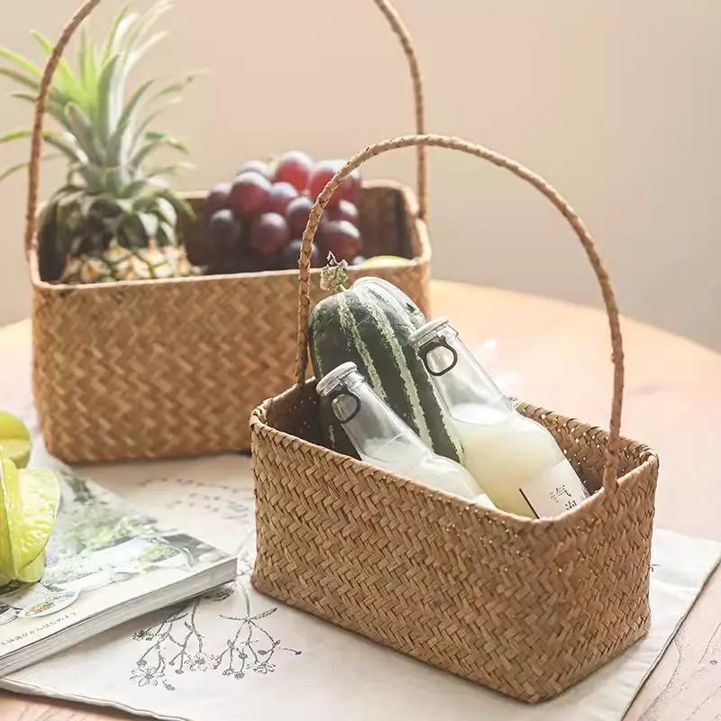 Rectangular Woven Carry Basket Organizer by RusticReach