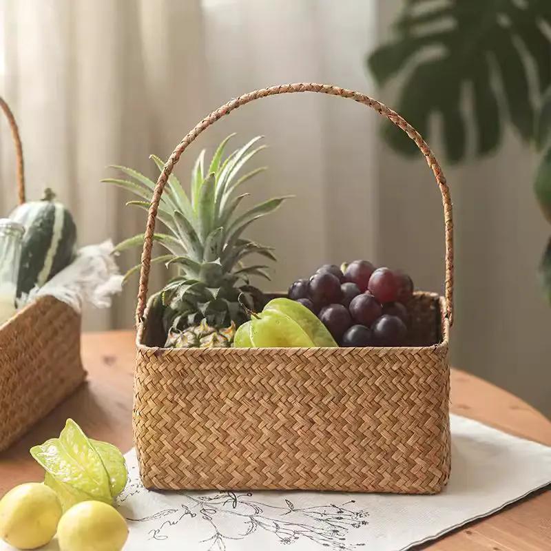 Rectangular Woven Carry Basket Organizer by RusticReach