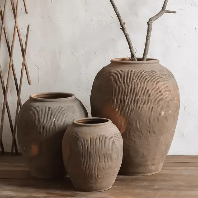 Round Earthenware Brown Pot by RusticReach