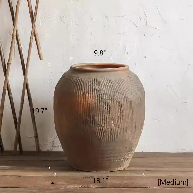 Round Earthenware Brown Pot by RusticReach