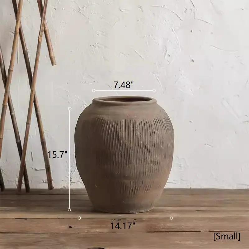 Round Earthenware Brown Pot by RusticReach