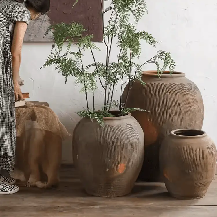 Round Earthenware Brown Pot by RusticReach