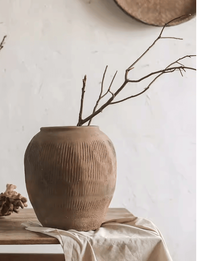 Round Earthenware Brown Pot by RusticReach