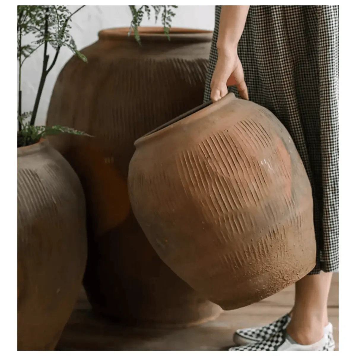 Round Earthenware Brown Pot by RusticReach