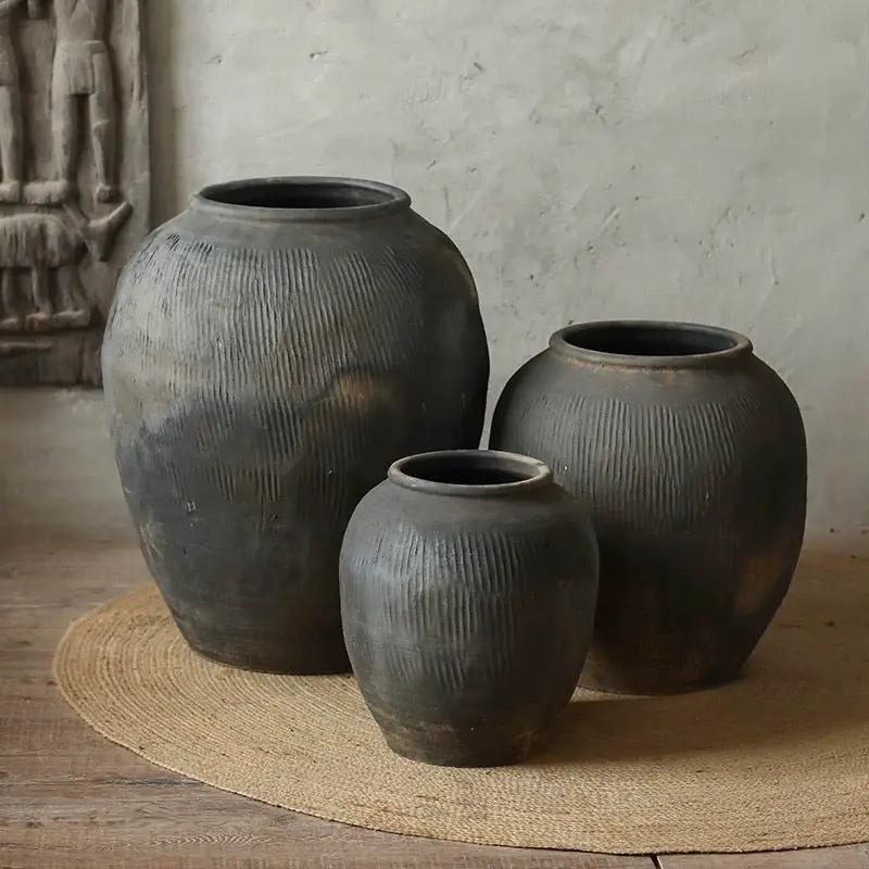 Round Earthenware Gray Pot by RusticReach