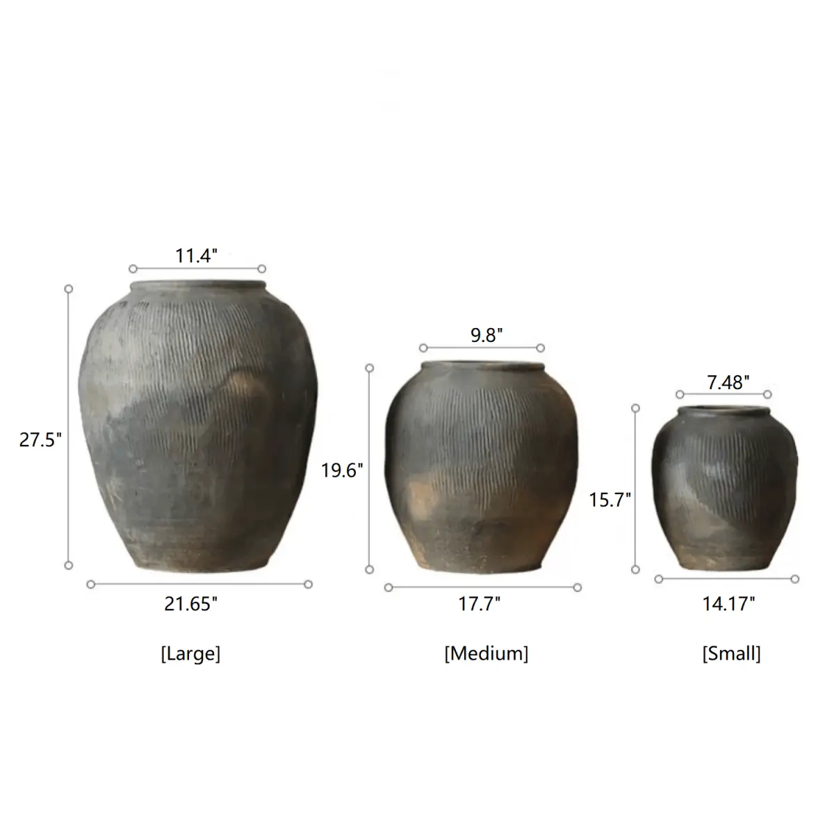 Round Earthenware Gray Pot by RusticReach