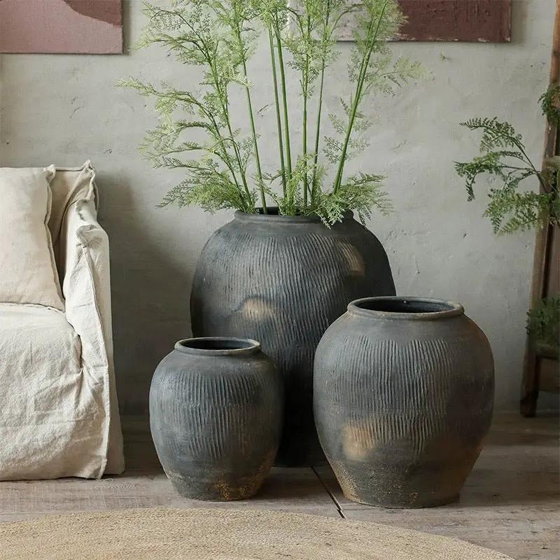 Round Earthenware Gray Pot by RusticReach