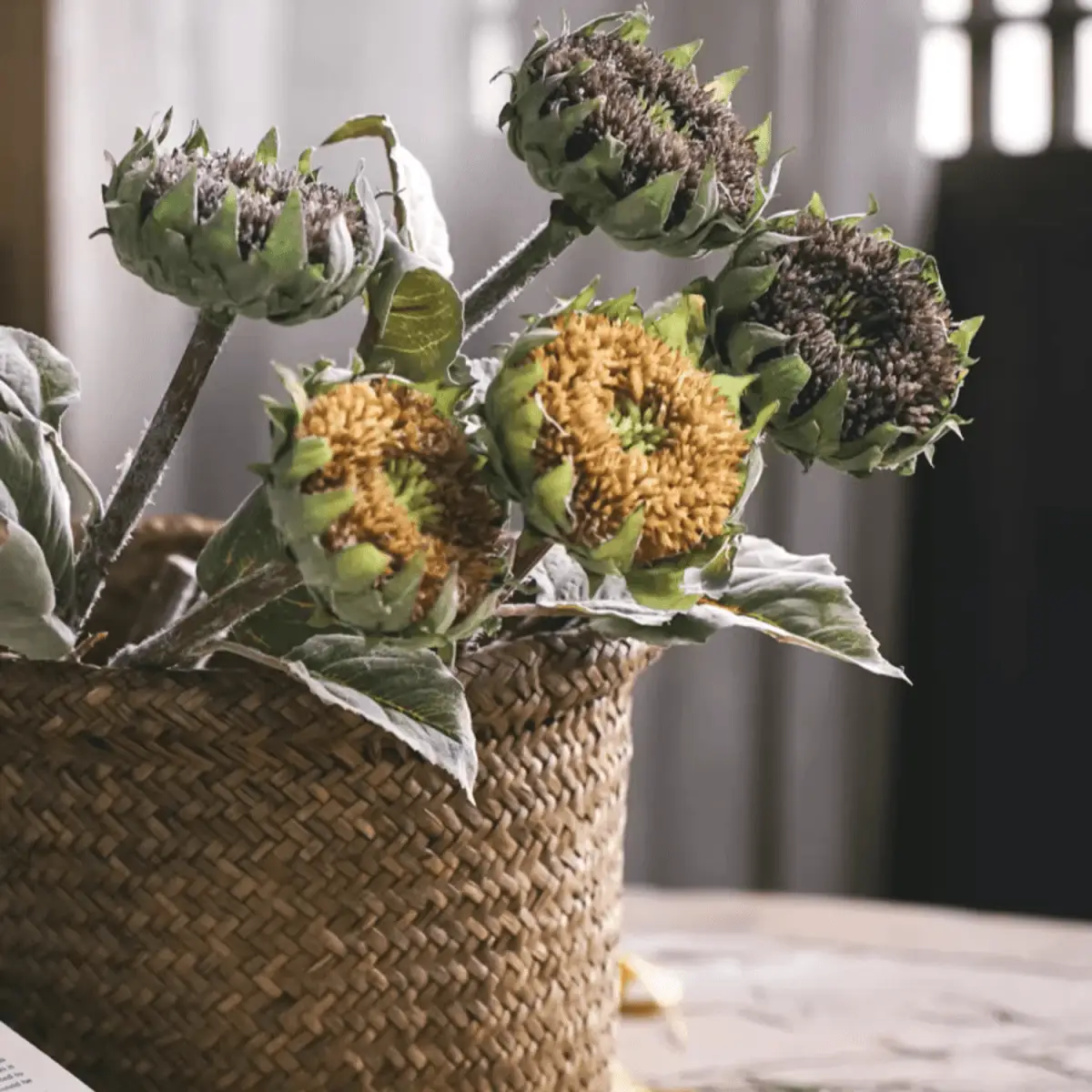 Artificial Small Head Sunflower Stem 23.6" Tall by RusticReach