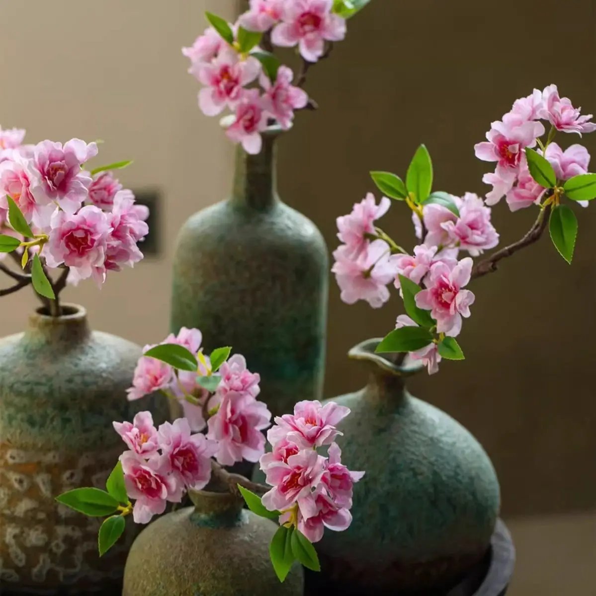 Small Peach Blossom Flower Stem 16.5" Tall by RusticReach