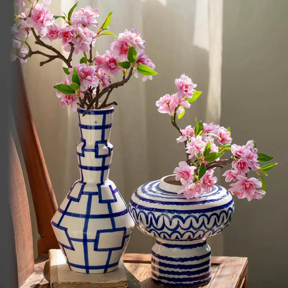 Small Peach Blossom Flower Stem 16.5" Tall by RusticReach