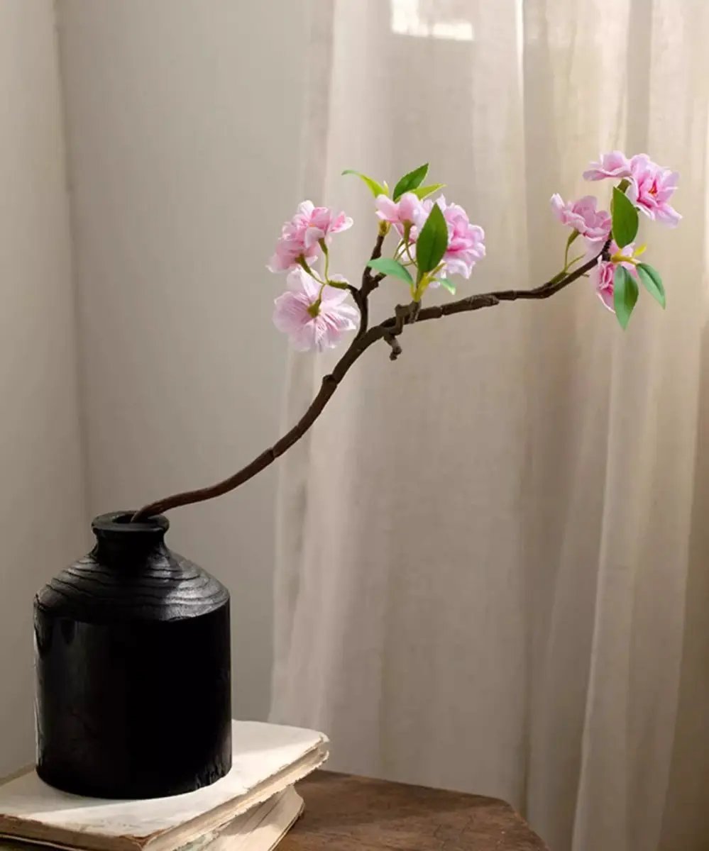 Small Peach Blossom Flower Stem 16.5" Tall by RusticReach