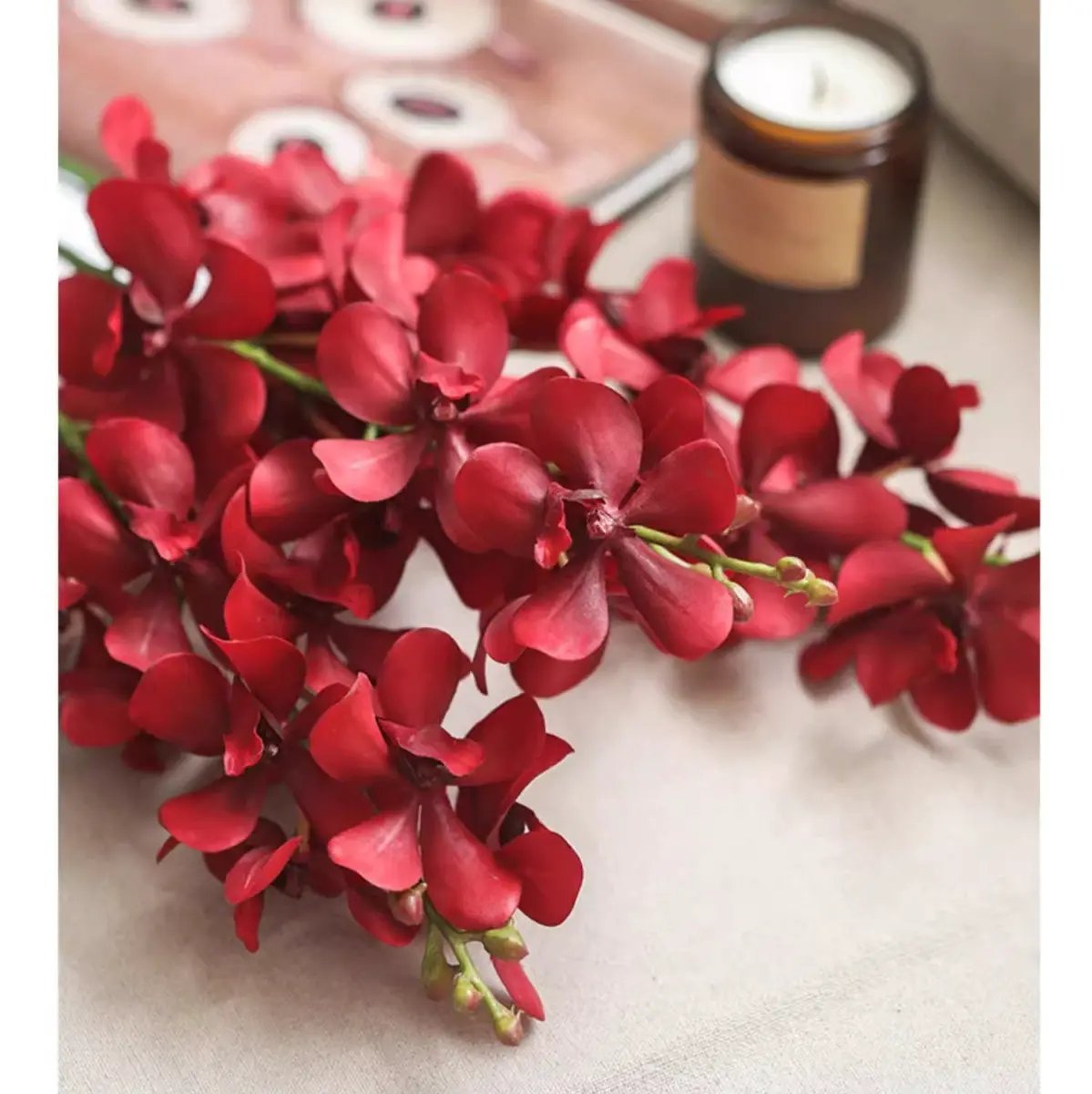 Single Red Orchid Stem 24" Tall by RusticReach