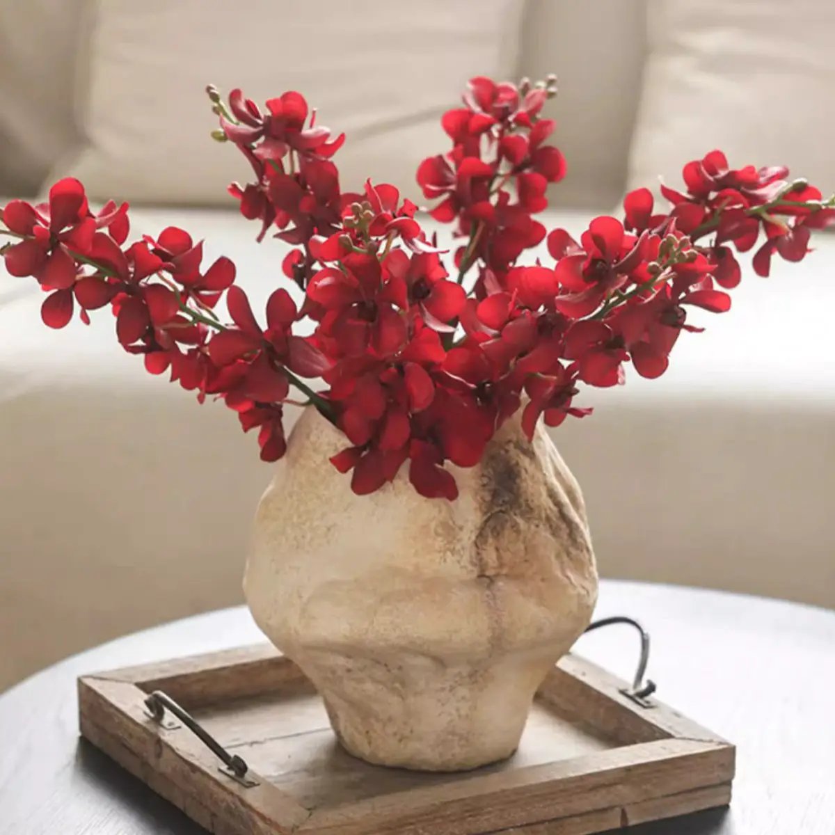 Single Red Orchid Stem 24" Tall by RusticReach