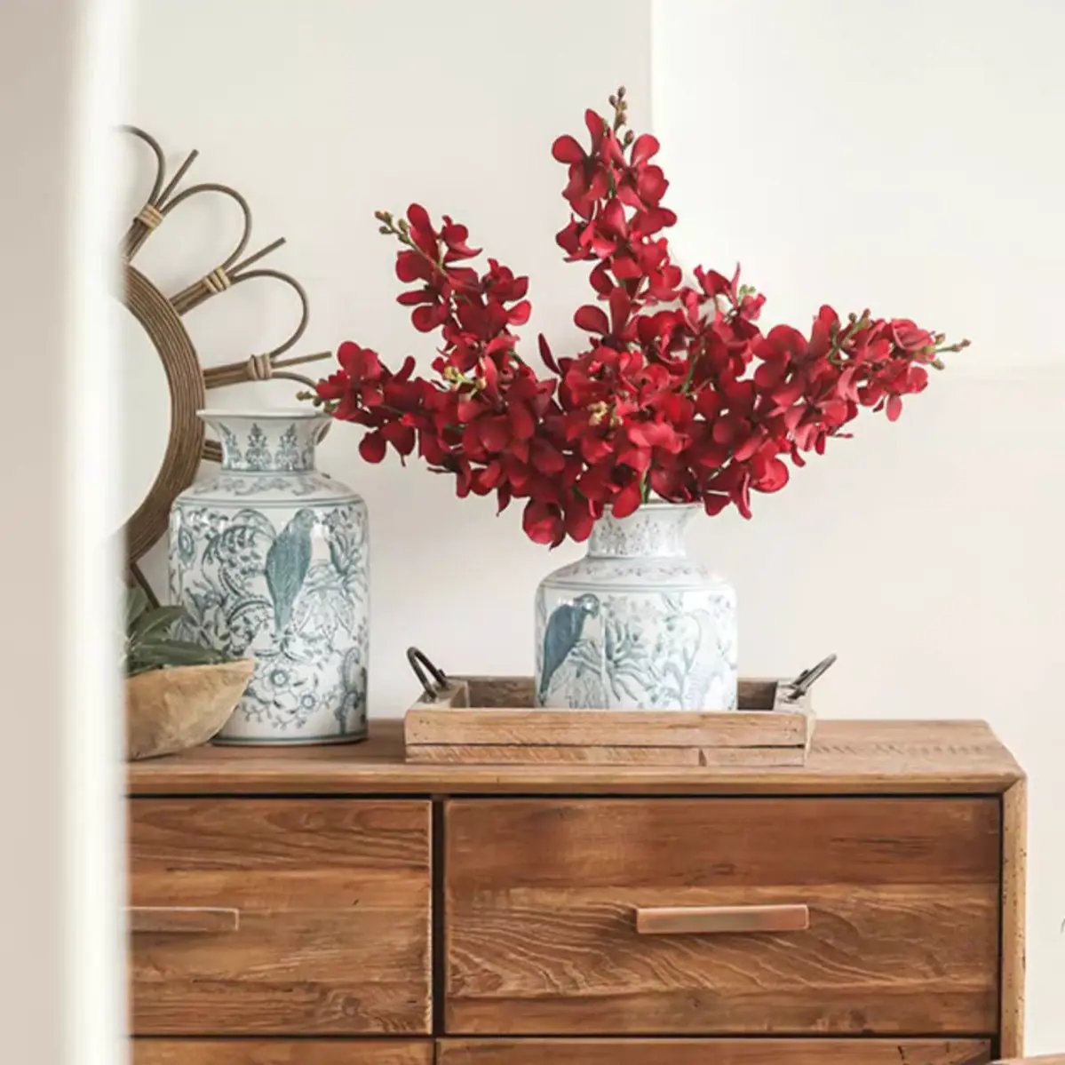 Single Red Orchid Stem 24" Tall by RusticReach