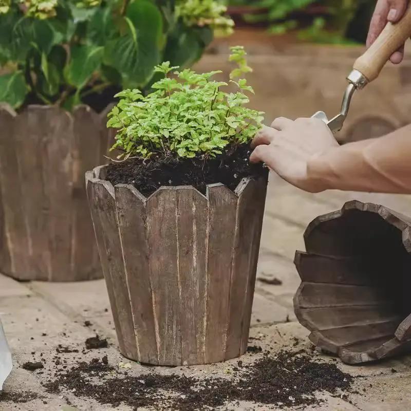 Spliced Solid Wood Planter Round by RusticReach
