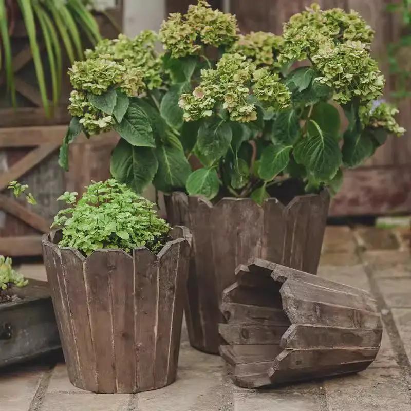 Spliced Solid Wood Planter Round by RusticReach