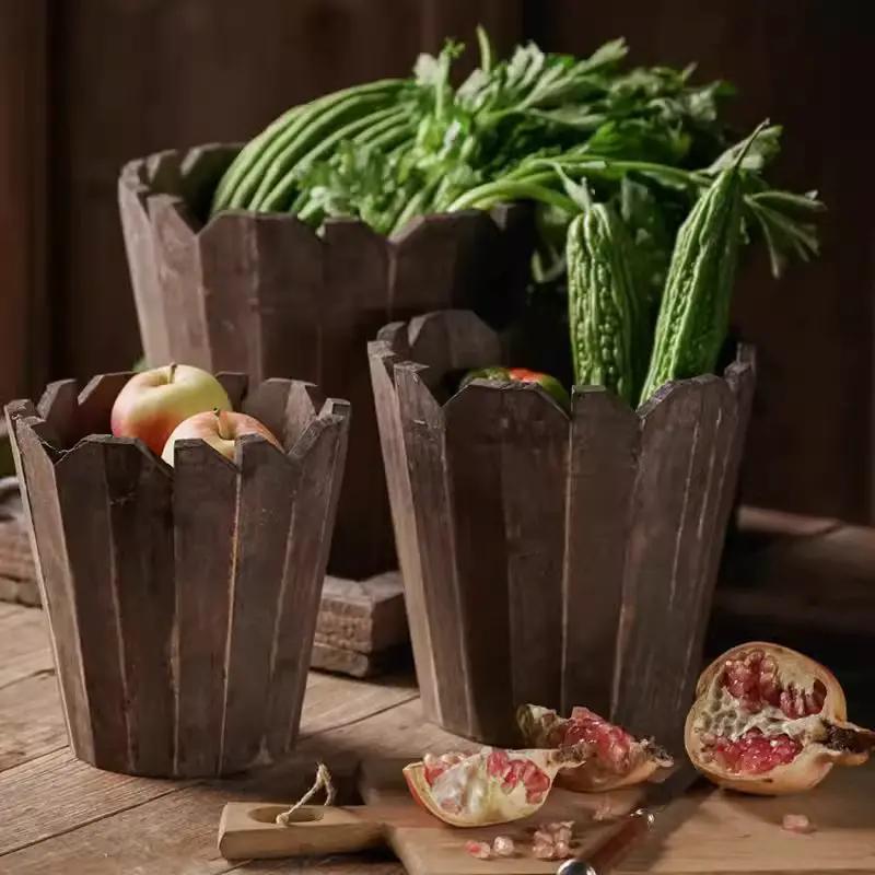 Spliced Solid Wood Planter Round by RusticReach