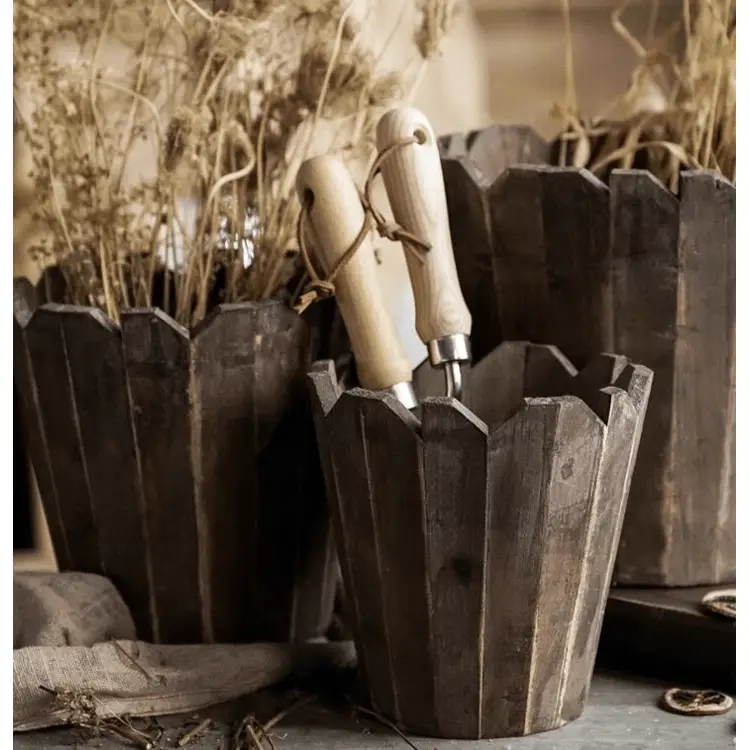 Spliced Solid Wood Planter Round by RusticReach