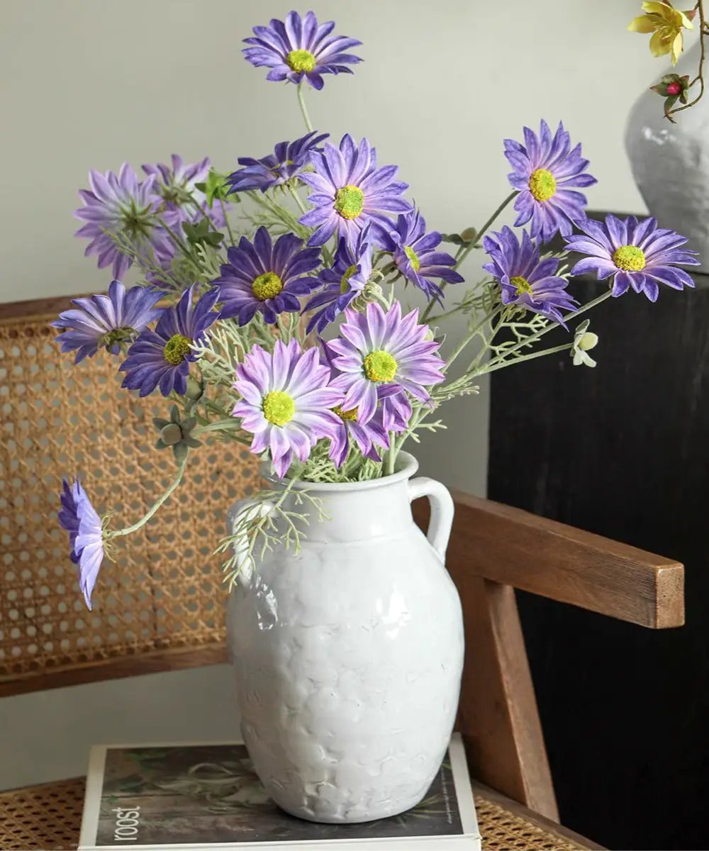 Summer Chrysanthemum Flower Stem in Purple 23.6" Tall by RusticReach