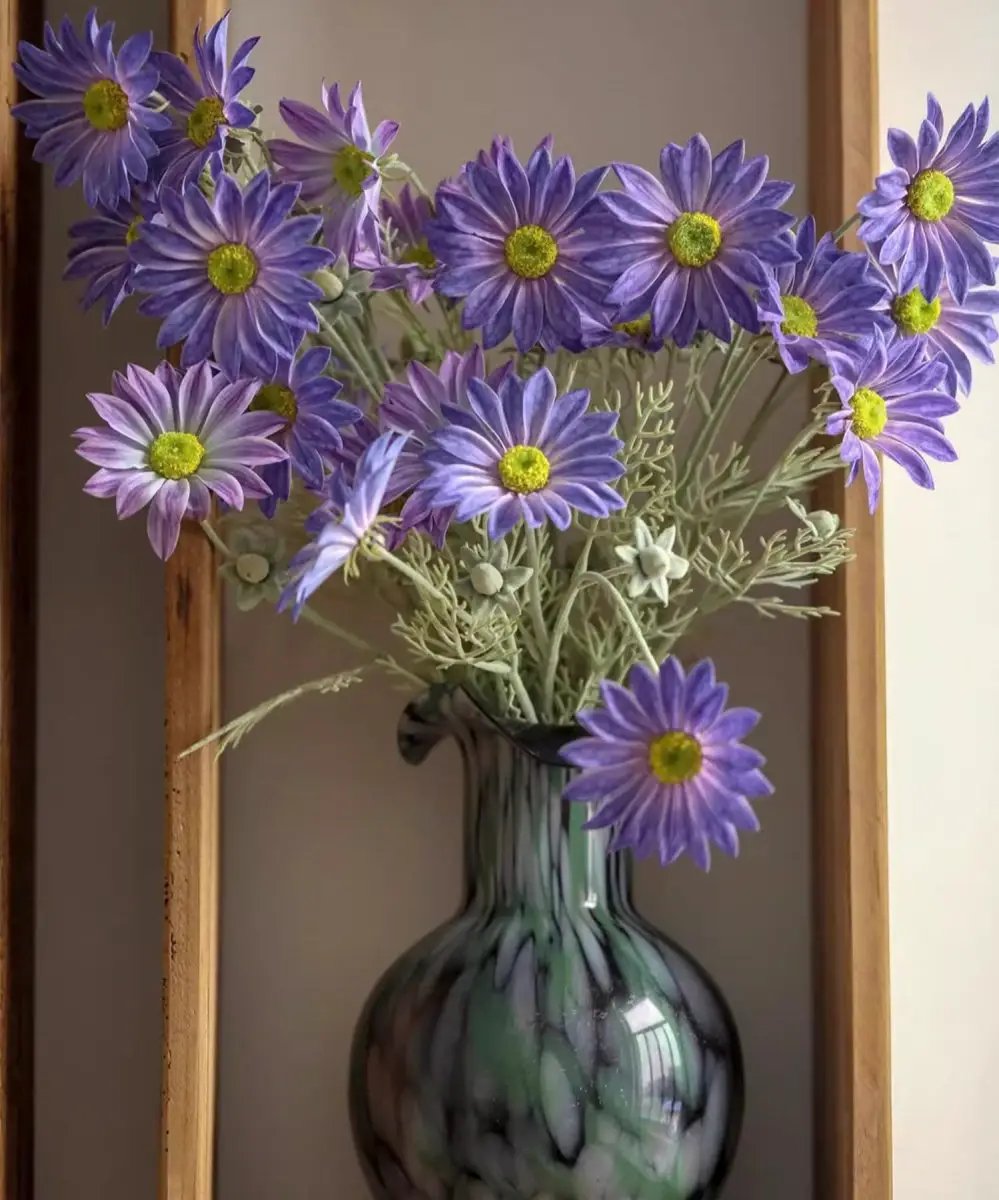 Summer Chrysanthemum Flower Stem in Purple 23.6" Tall by RusticReach