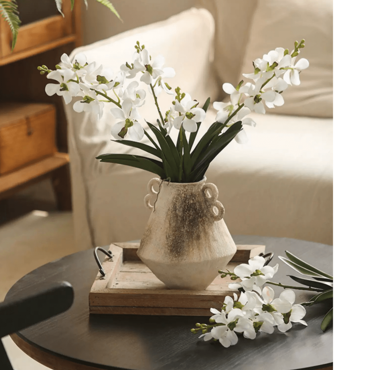 Faux Vanda Orchid Stem 24" Tall by RusticReach